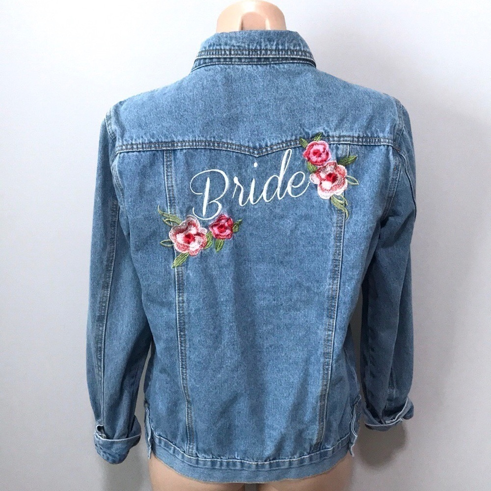 Davids Bridal BRIDE Embroidered Denim Jacket